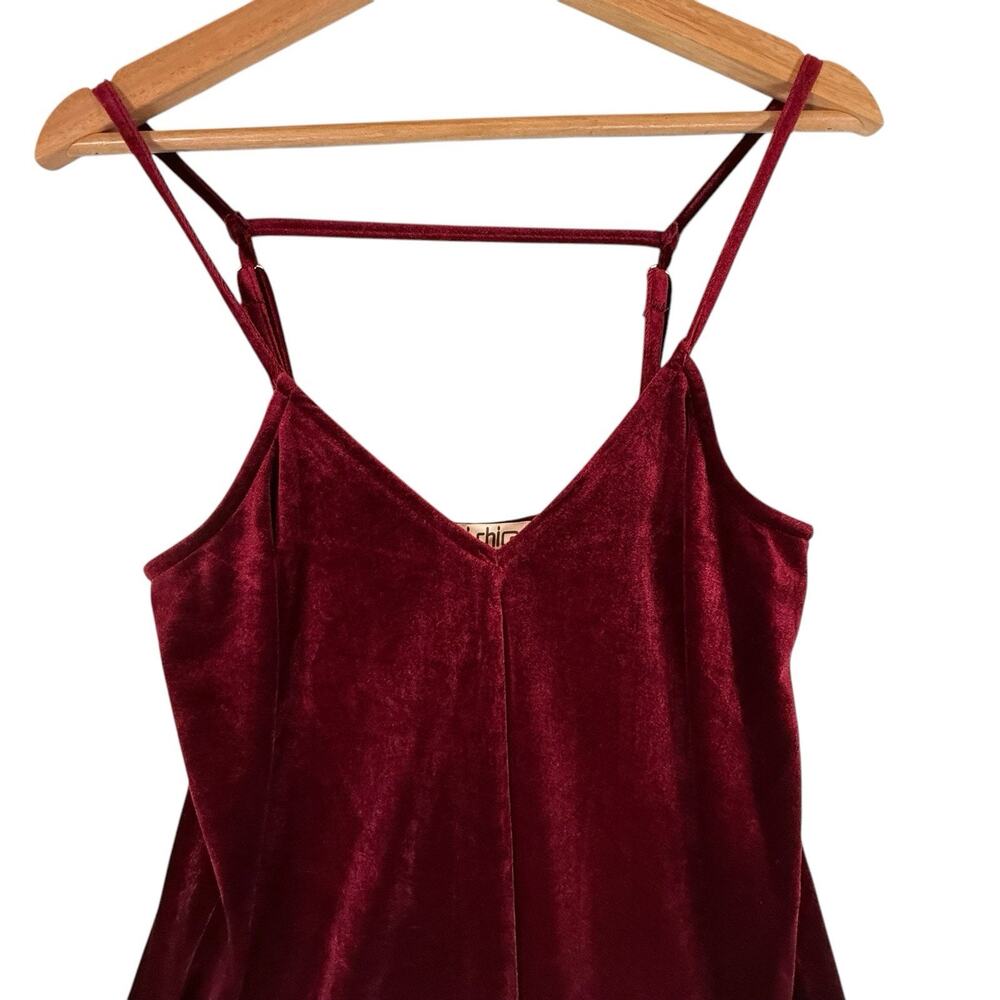 VTG Y2k Whimsigoth Burgundy Red Velvet Fit Flare Dress SIZE SMALL Womens Strappy - Picture 8 of 12